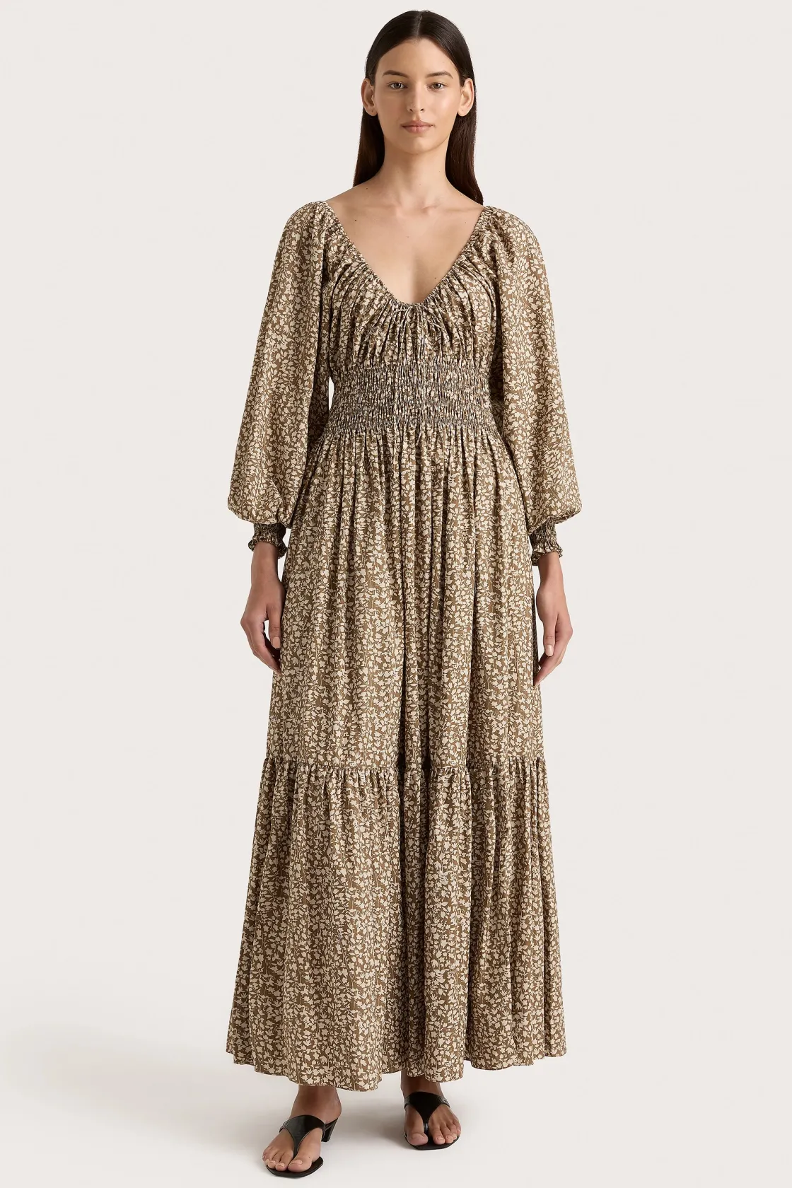 Dresses^Faithfull The Brand Fleur Maxi Dress Micro Leaves Walnut Microleaveswalnut