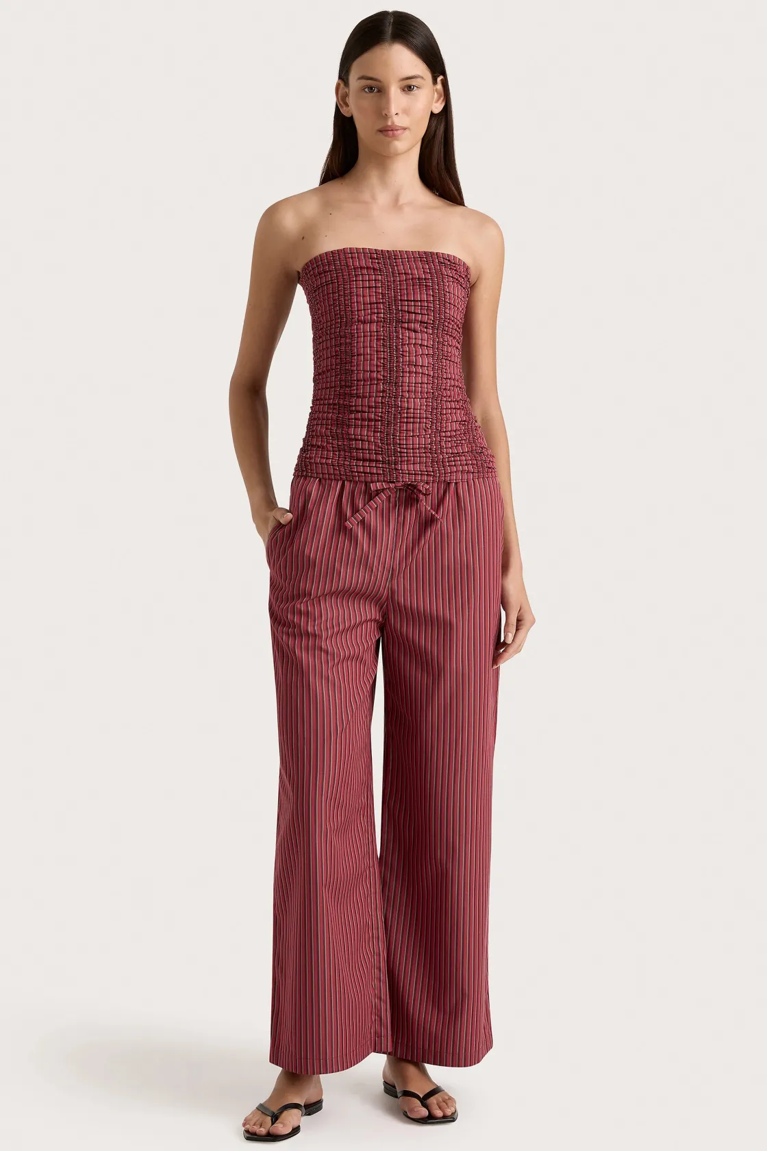 Matching Sets^Faithfull The Brand Freja Pant Wine Stripe Winestripe