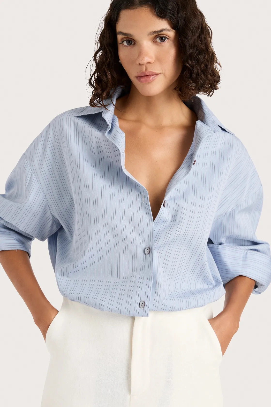 Tops^Faithfull The Brand Freja Shirt Blue Pinstripe Bluepinstripe