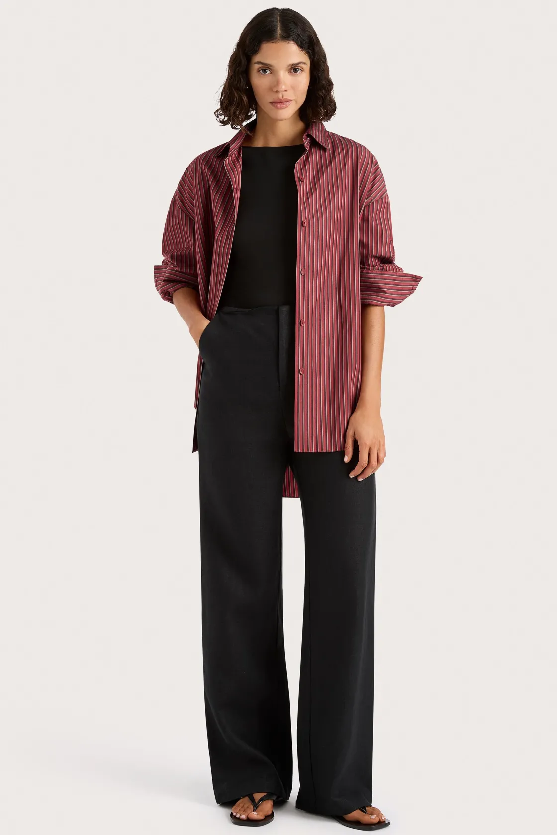 Tops | Matching Sets^Faithfull The Brand Freja Shirt Wine Stripe Winestripe