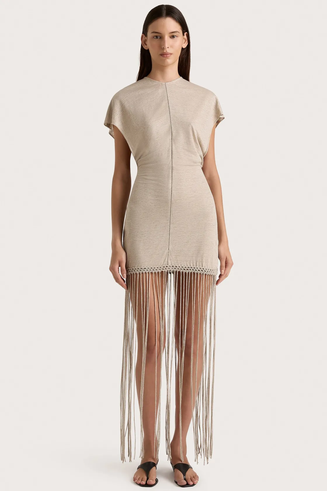 Dresses^Faithfull The Brand Ines Fringe Dress Oatmeal