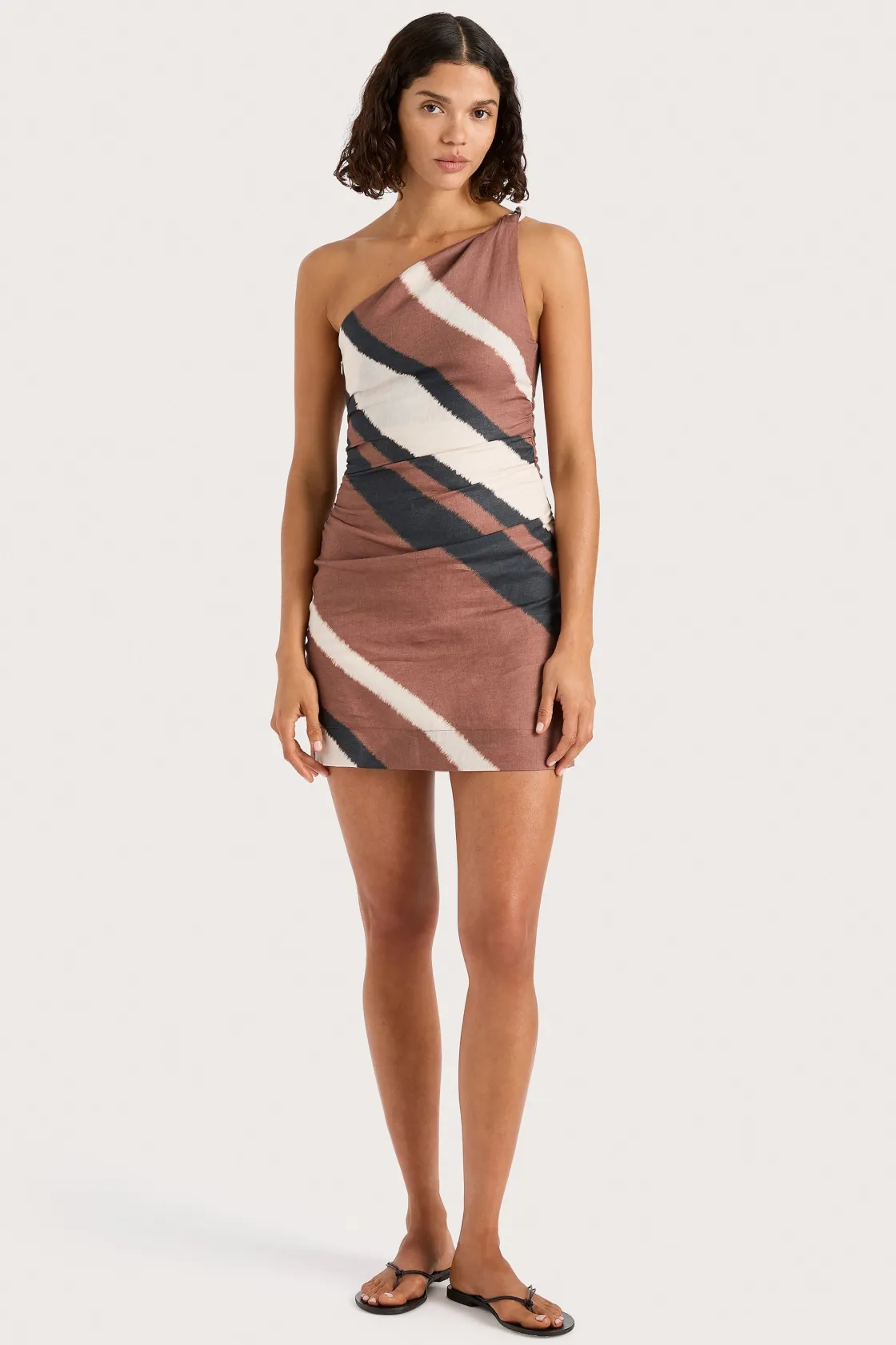 Dresses^Faithfull The Brand Marga Mini Dress Futura Stripe Chocolate Futurastripechocolate