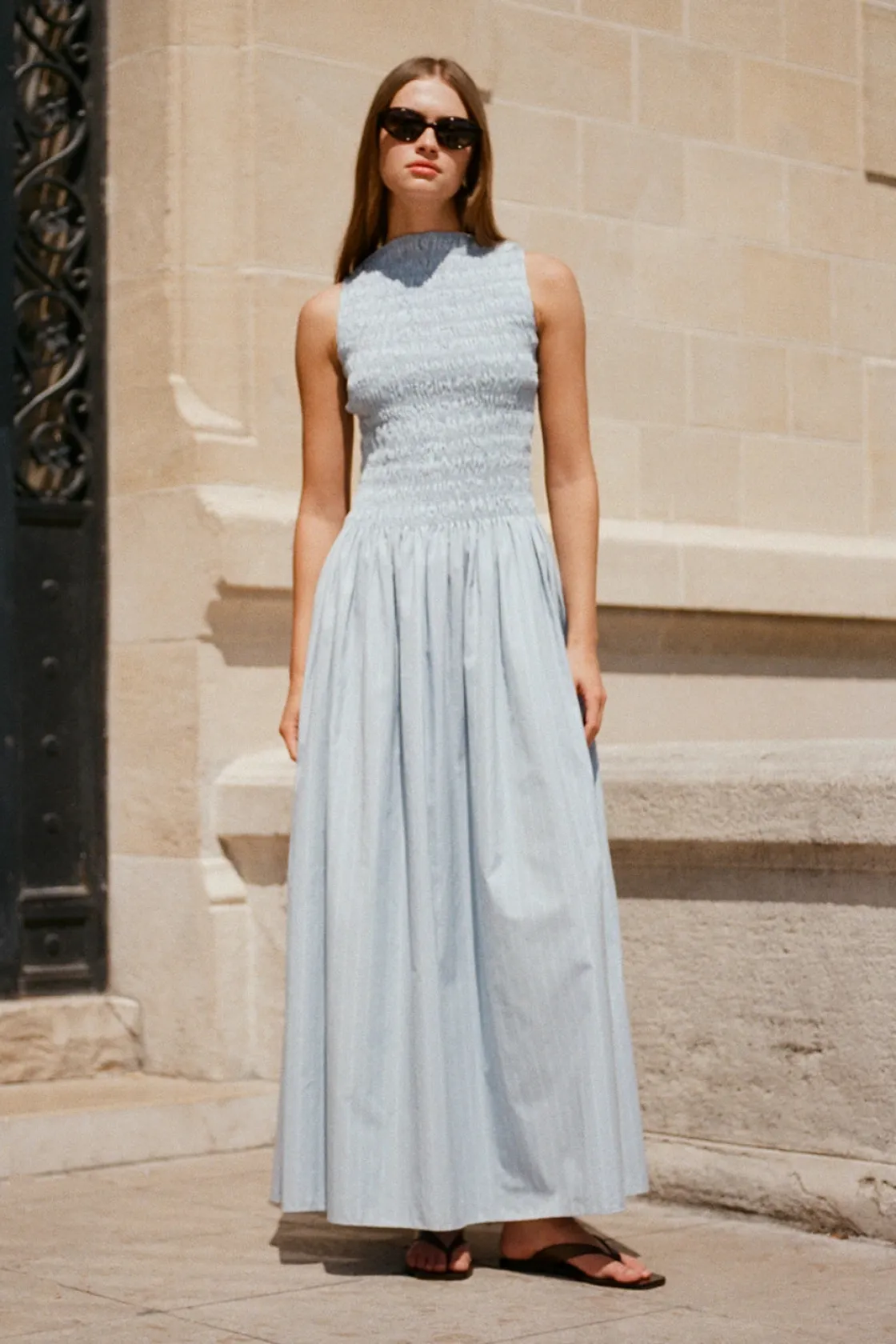 Dresses^Faithfull The Brand Noa Maxi Dress Blue Pinstripe Bluepinstripe